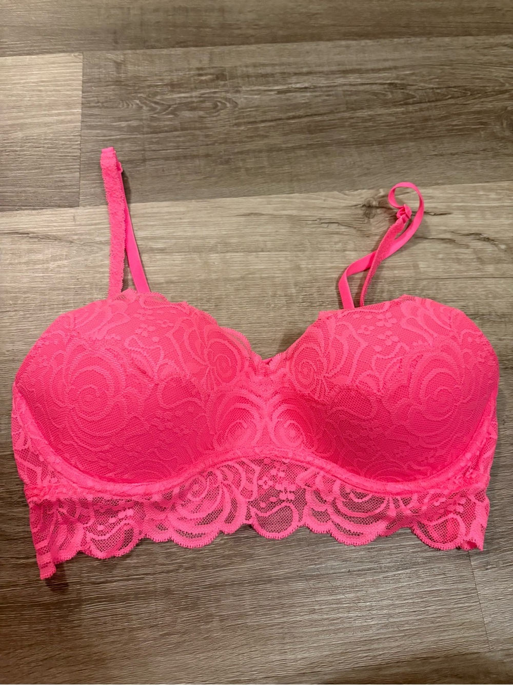 Victoria's Secret Hot Pink Lace Longline Bra